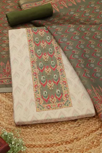 printed art silk unstitched dress material