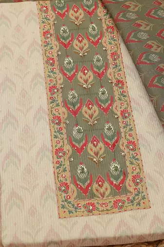 printed art silk unstitched dress material