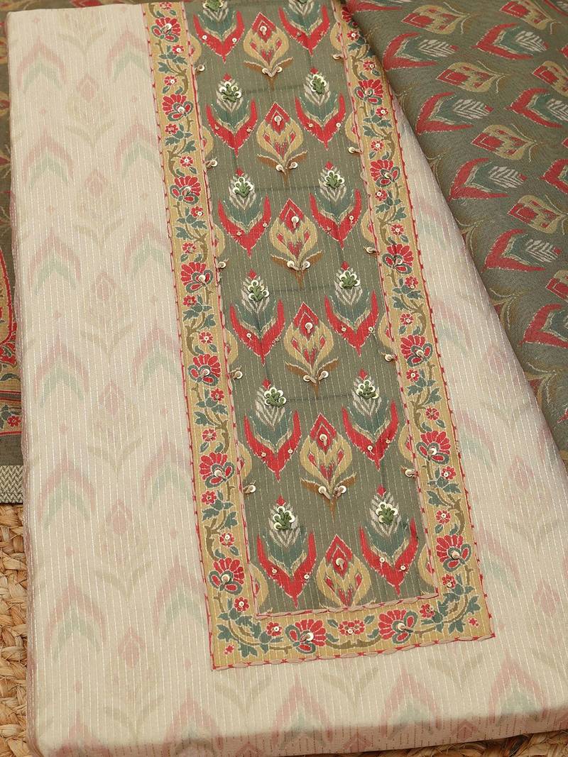printed art silk unstitched dress material