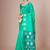 Turquoise woven design festive saree with matching blouse