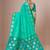 Turquoise woven design festive saree with matching blouse