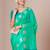Turquoise woven design festive saree with matching blouse