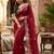 Maroon ethnic motifs embroidered pure georgette saree