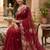 Maroon ethnic motifs embroidered pure georgette saree