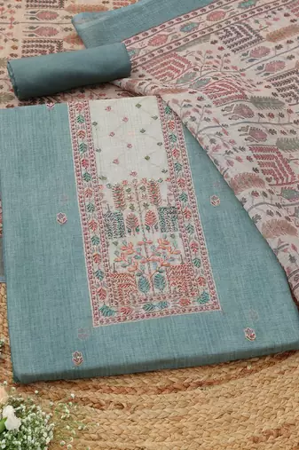 printed linen unstitched dress material