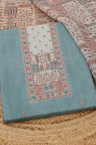 printed linen unstitched dress material