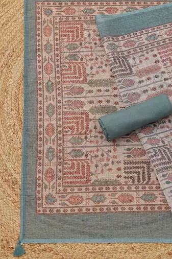 printed linen unstitched dress material