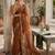 Brown ethnic motifs embroidered pure georgette saree