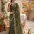 Olive ethnic motifs embroidered pure georgette saree