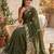 Olive ethnic motifs embroidered pure georgette saree