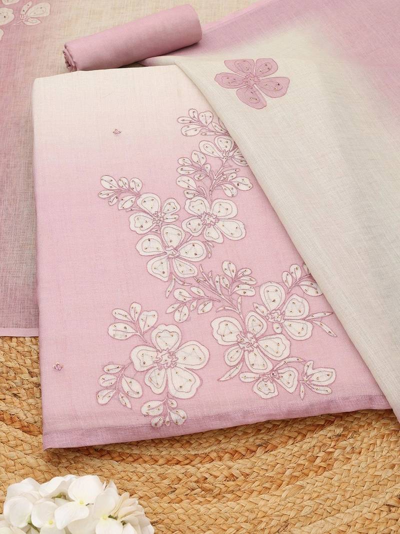 printed linen unstitched dress material
