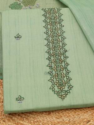 embroidered linen unstitched dress material 2