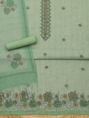 embroidered linen unstitched dress material 3