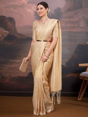 Cream ethnic motifs zari silk blend kanjeevaram saree 3