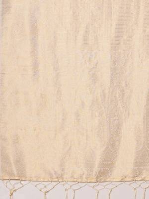 Cream ethnic motifs zari silk blend kanjeevaram saree 5