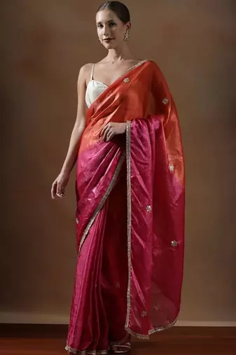 Pink embellished sarees