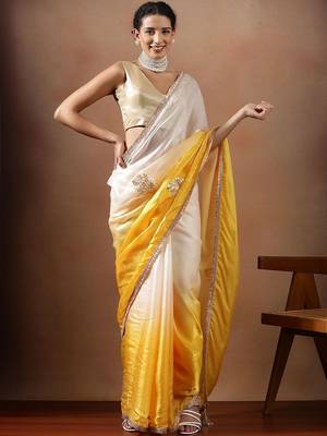 Yellow embellished sarees 1