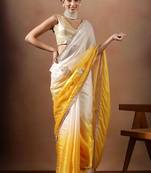 Yellow embellished sarees