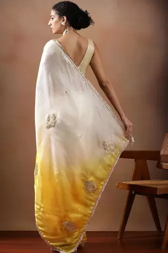 Yellow embellished sarees