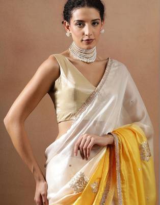 Yellow embellished sarees 4