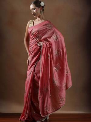 Peach embroidered sarees 3