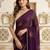 Purple embellished embroidered jute silk saree