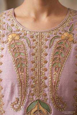 Lavender Premium Chinon With Beads Work Salwar Suit Stitched 4