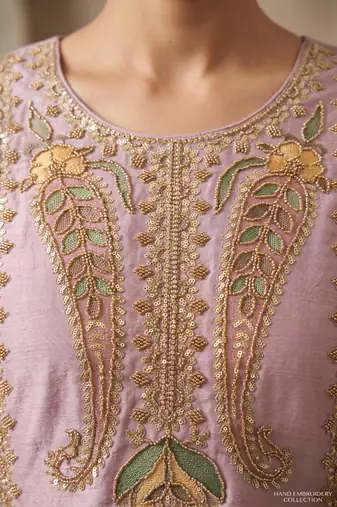 Lavender Premium Chinon With Beads Work Salwar Suit Stitched