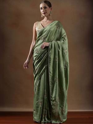 Olive embroidered sarees 1