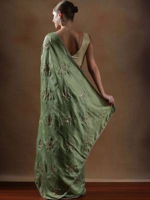 Olive embroidered sarees 3
