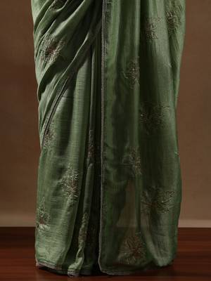 Olive embroidered sarees 5