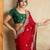 Red embroidered saree with blouse