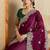 Purple floral embroidered poly chiffon saree