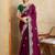 Purple floral embroidered poly chiffon saree