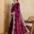 Purple floral embroidered poly chiffon saree