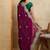 Purple floral embroidered poly chiffon saree