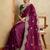 Purple floral embroidered poly chiffon saree
