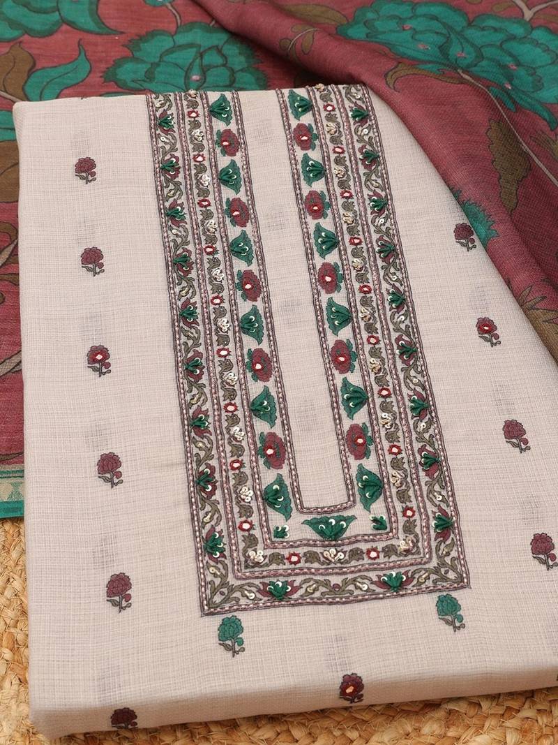 printed linen unstitched dress material