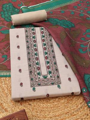 printed linen unstitched dress material 2