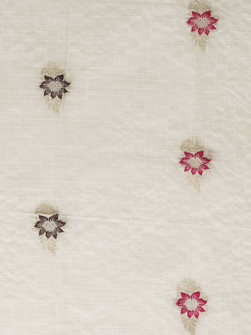 Cream woven design banarasi sarees with blouse piece