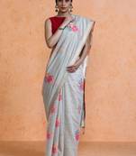 Grey woven design muga sarees with blouse piece