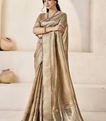Gold gold linen ethnic woven design festive wear matching blouse & sarees