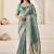 Sea green sea green linen ethnic woven design festive wear matching blouse & sarees