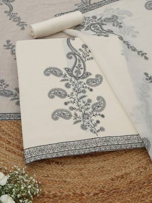 paisley embroidered chanderi unstitched dress material 2