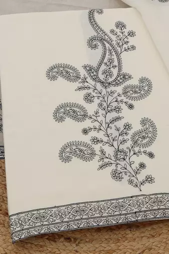 paisley embroidered chanderi unstitched dress material