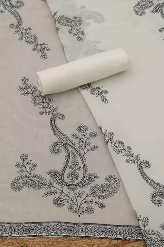 paisley embroidered chanderi unstitched dress material
