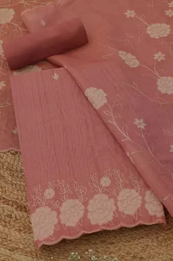 embroidered  cotton unstitched dress material