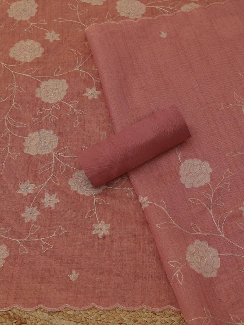 embroidered  cotton unstitched dress material