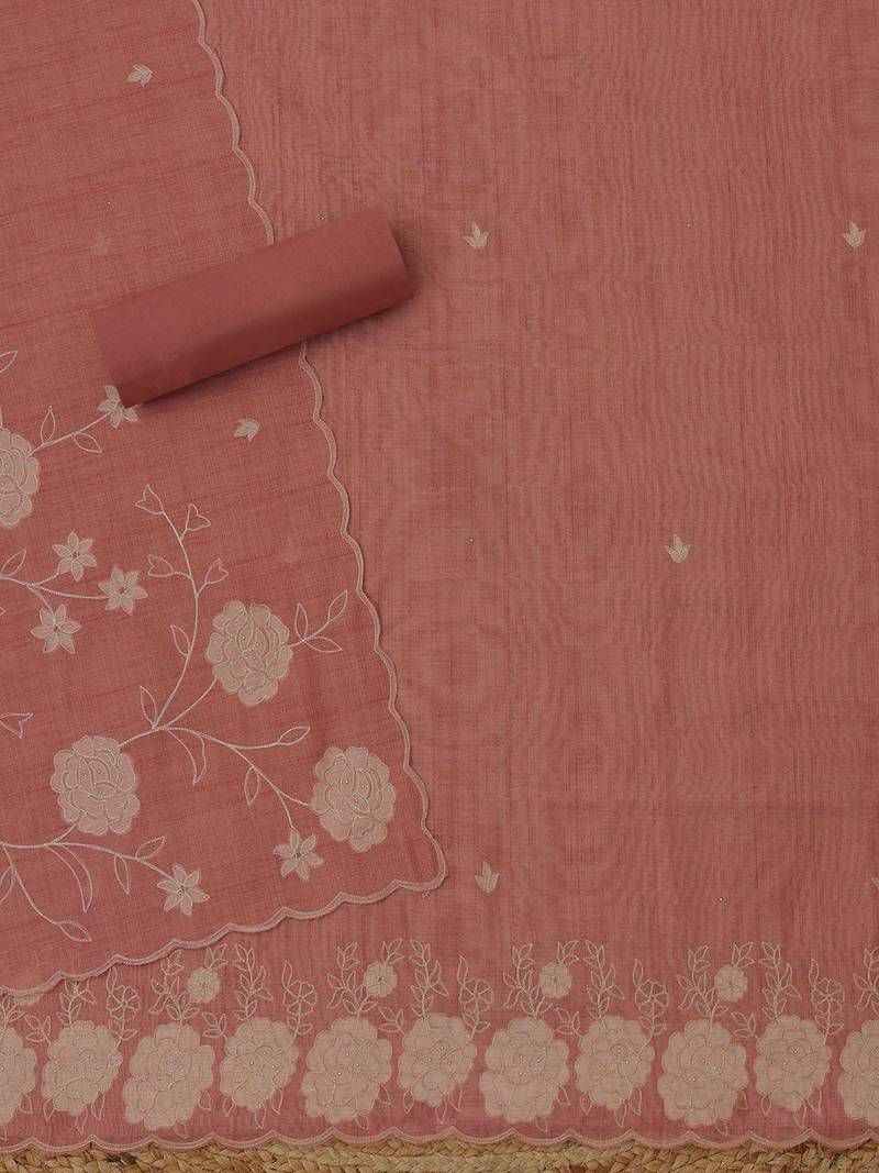 embroidered  cotton unstitched dress material