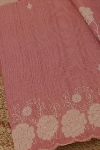 embroidered  cotton unstitched dress material